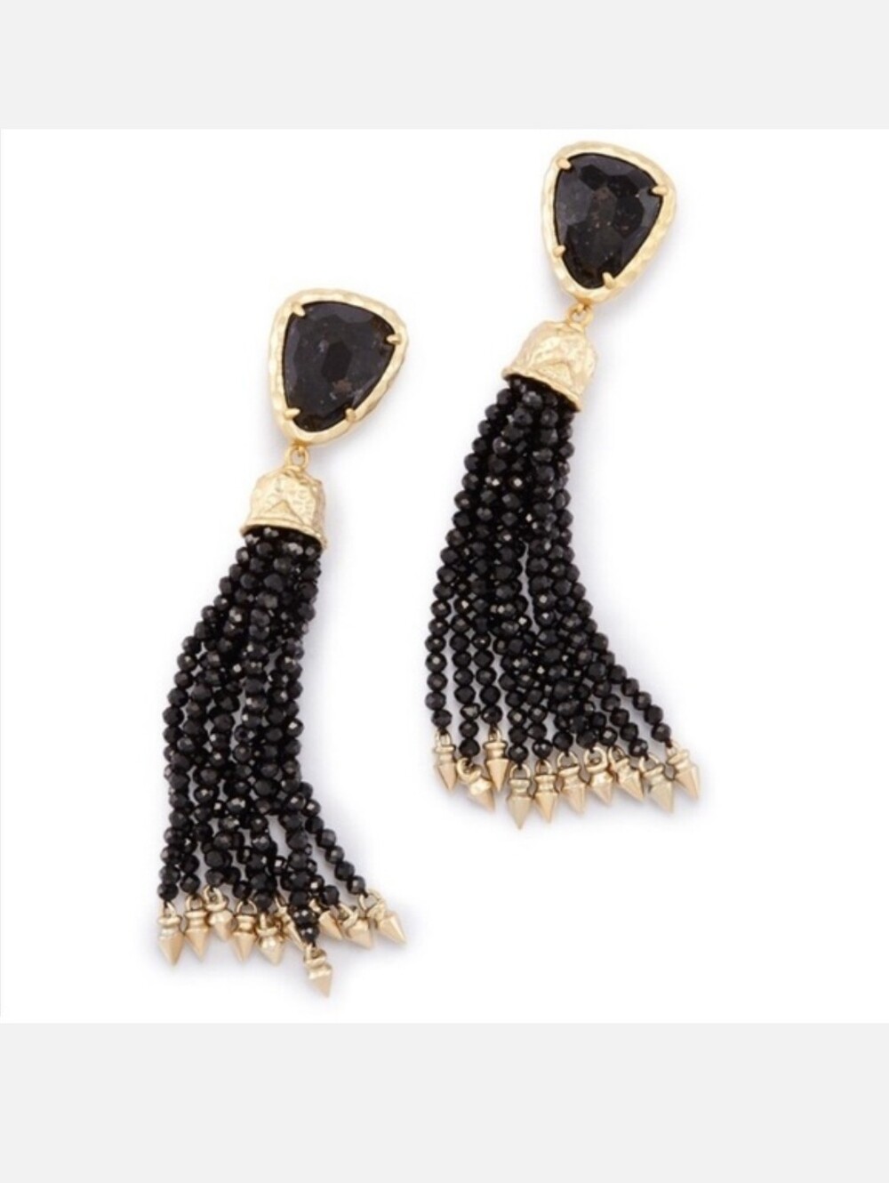Kendra Scott Black Beaded Tassel Earrings with Gold Accents